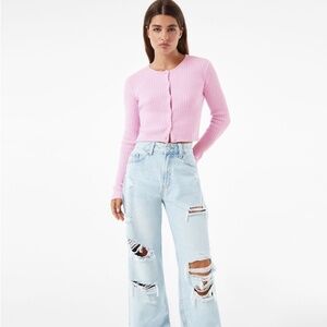 Bershka Knit Cropped Cardigan Lilac_M (small)